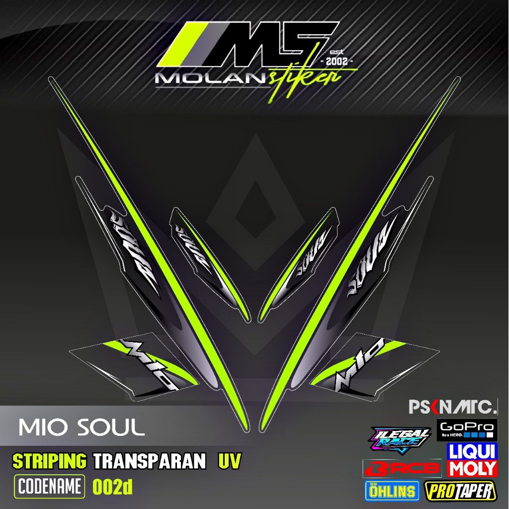 Decal Sticker Striping Variasi Transparan Uv Mio Soul Karbu 2006-2012 Mio Soul 115 Mio Soul Lama/Old