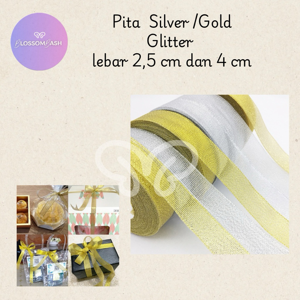 

[ Per Roll ] Pita Glitter / Pita Silver Glitter / Pita Gold Pita Buket / Pita Korea / Ribbon