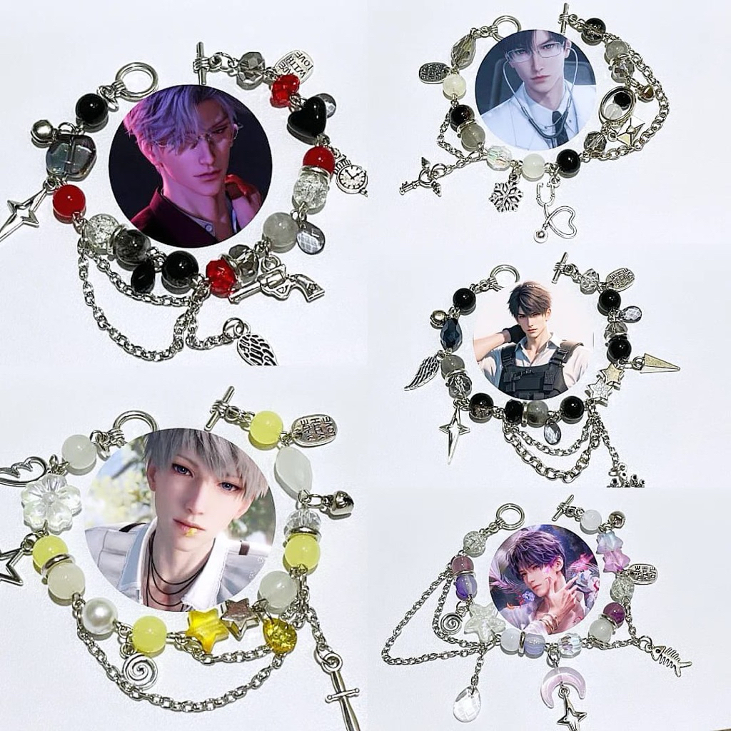 love and deepspace character bracelet / xavier sylus zayne rafael caleb / gelang manik manik / gelan