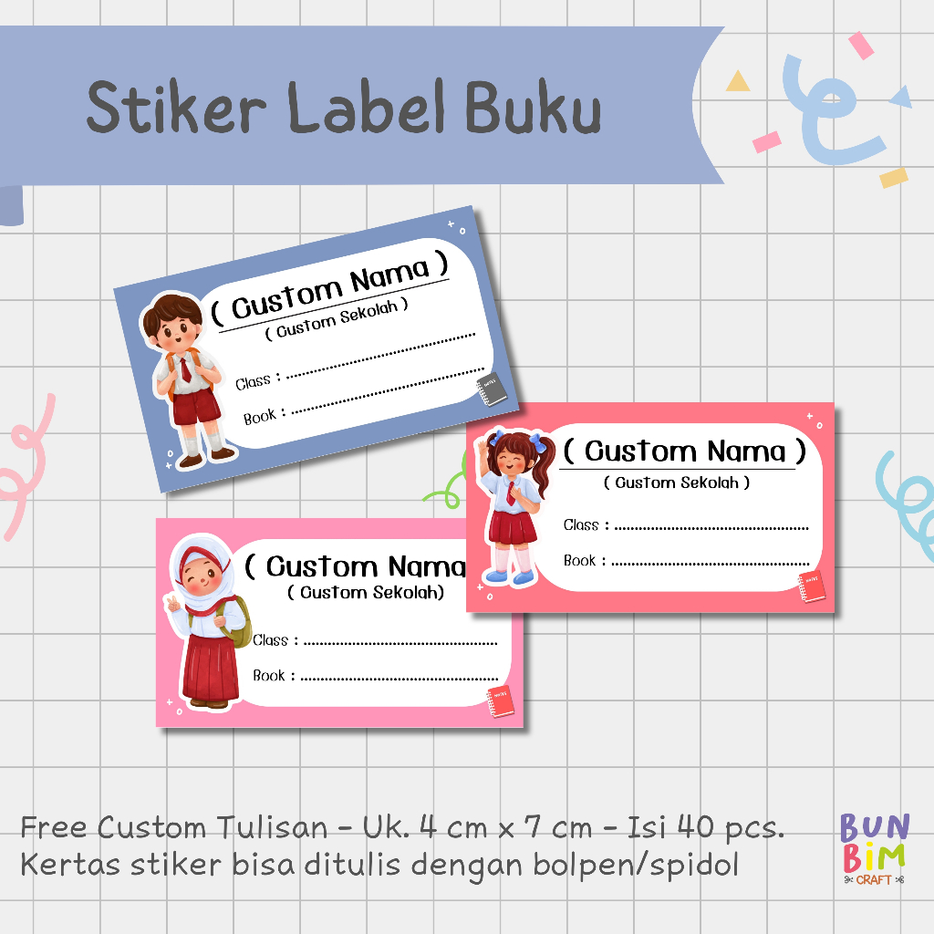 

Stiker Label Buku Pelajaran / Stiker Buku Custom / Stiker Buku Anak SD