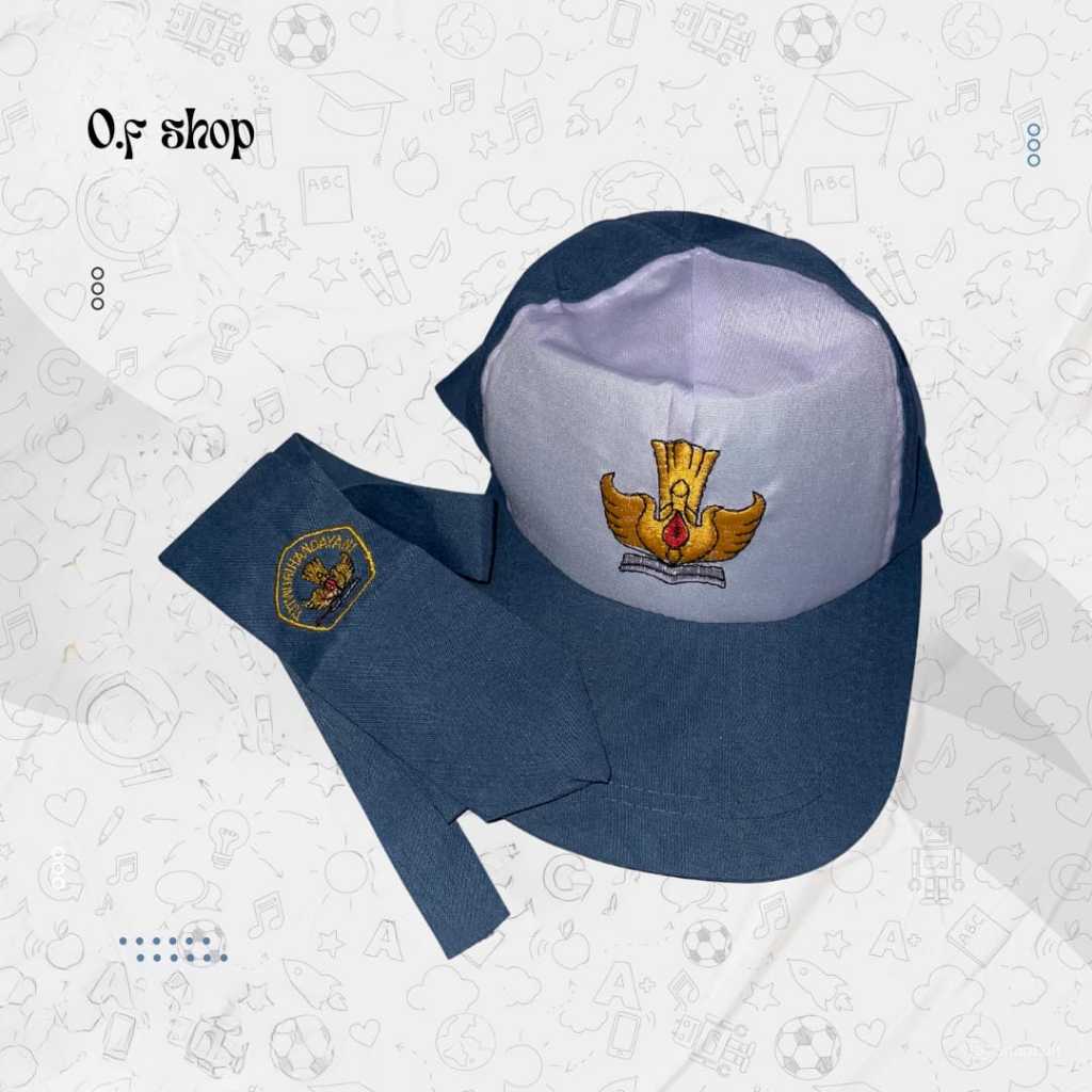 topi putih abu SMA dan dasi sma di bordir // topi sekolah SMA - Topi SMA putih abu dan dasi sma