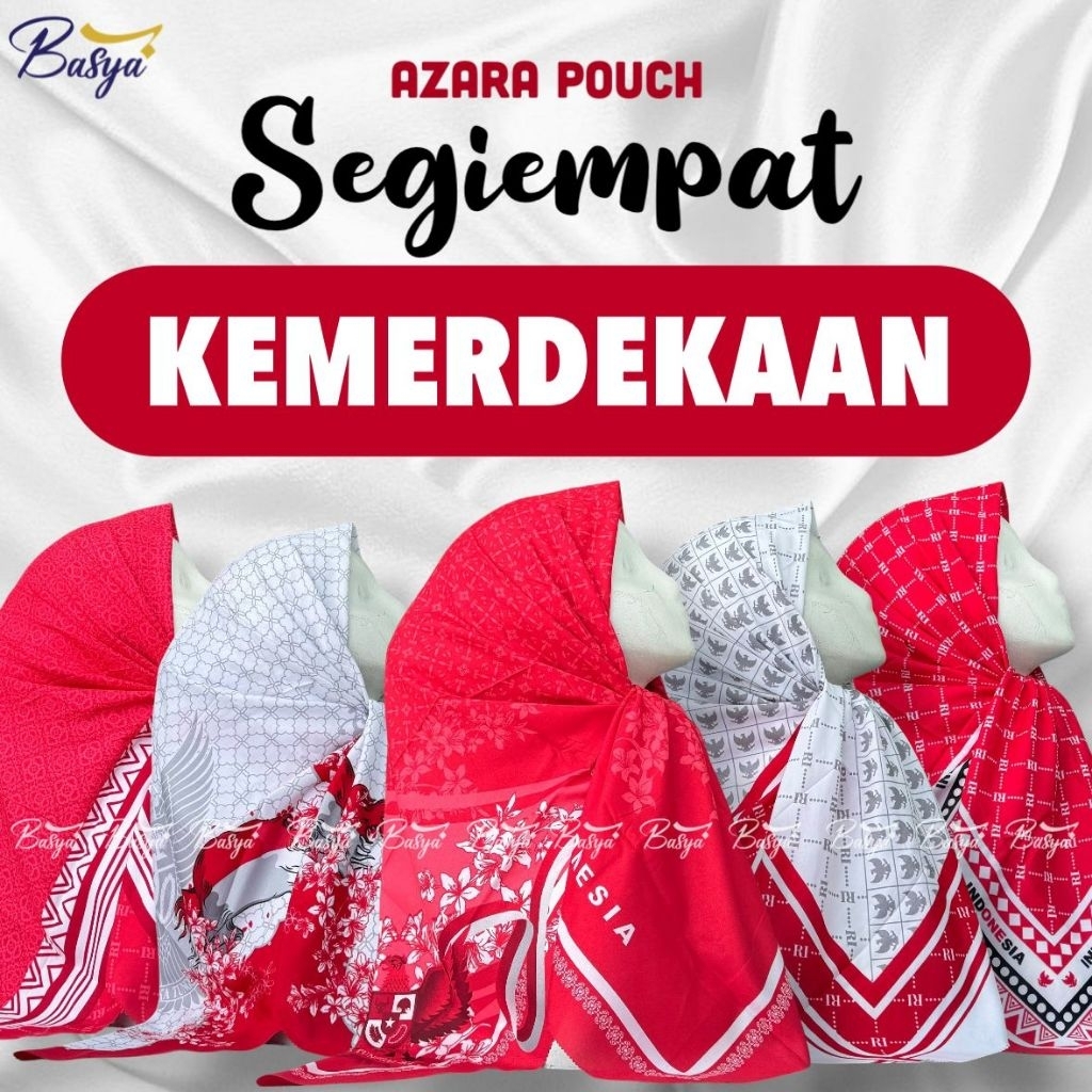(Azara pouch) Segi empat KEMERDEKAAN Segi empat merah putih. Segi empat 17 agustus 1945.  Jilbab mer