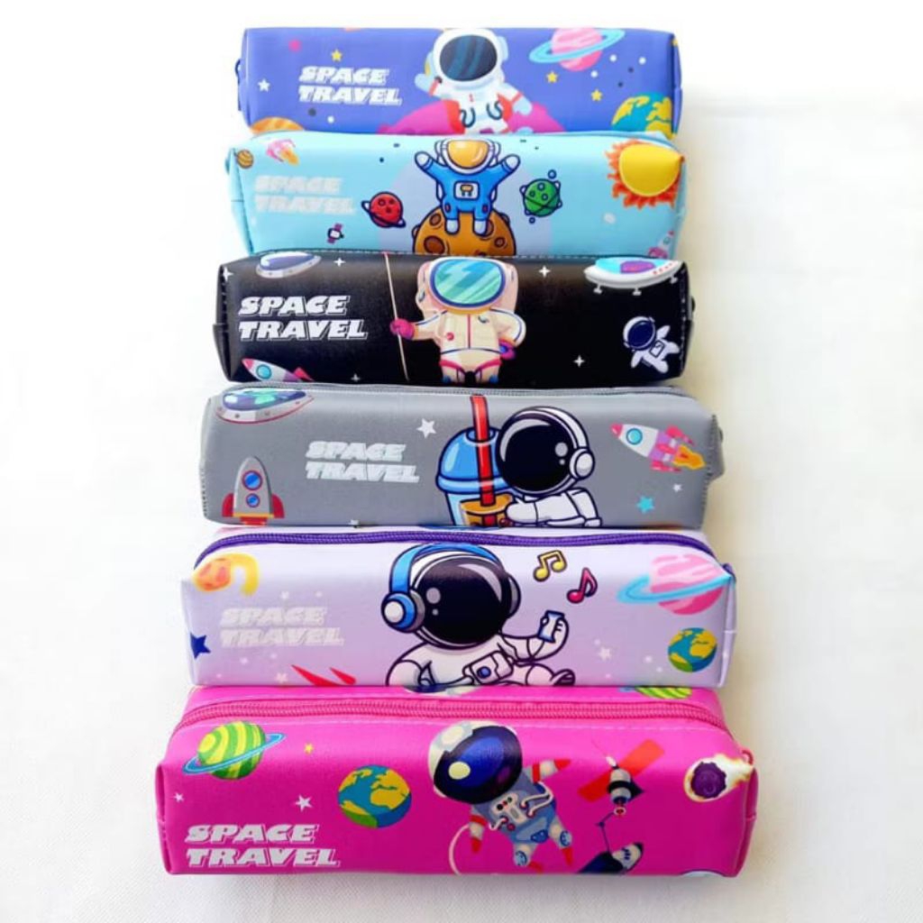 

Tempat pensil karakter, kotak pensil Zipper tepak mini motif astronot