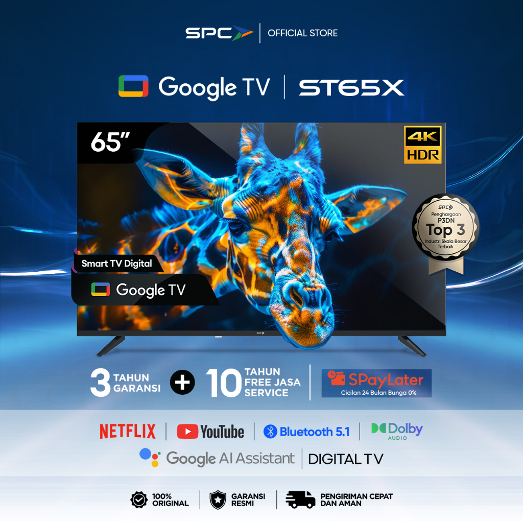 SPC  Smart TV 65 inch - ST65X Google TV Soundbar | Smart TV 4K UHD | Dolby Audio | Google Assistant 