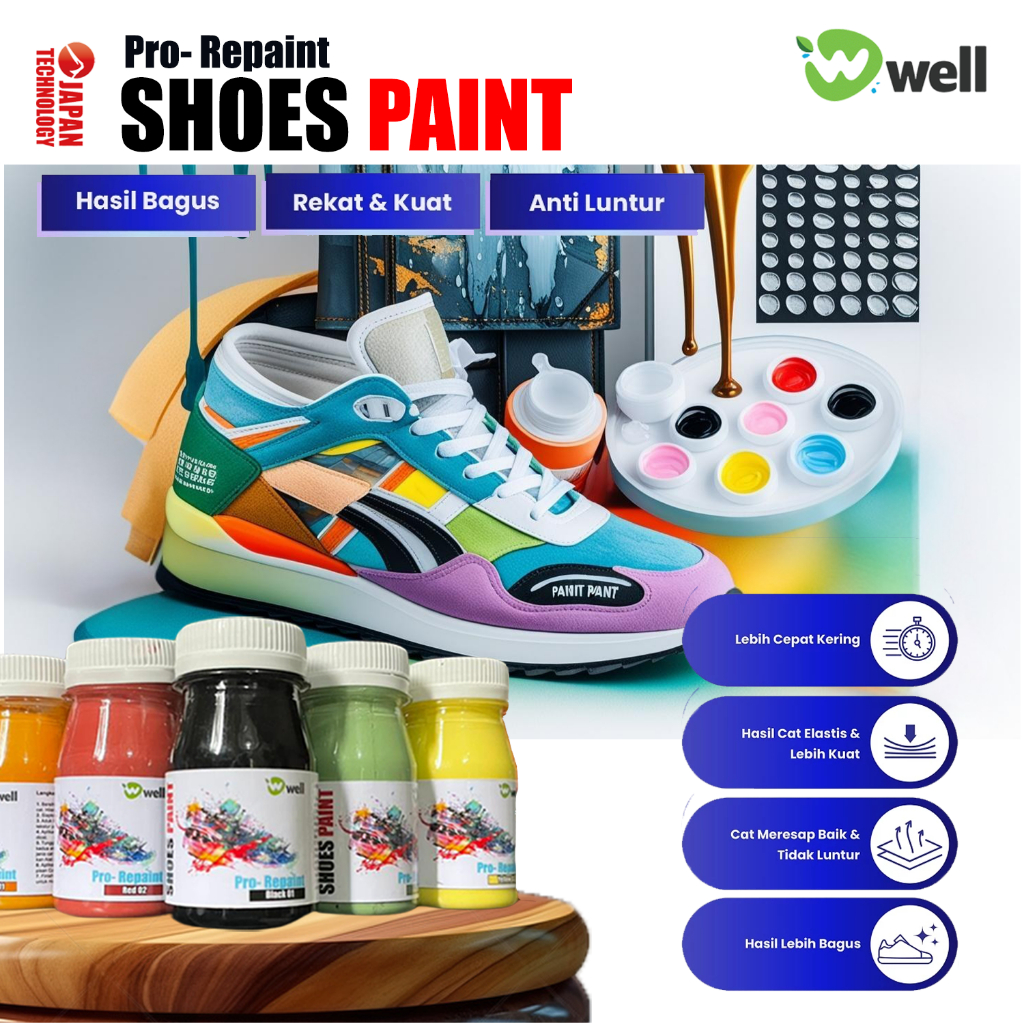 Cat Kanvas Baju Sepatu Permanen Shoe Lather Paint Cat Sepatu Well Pro-Repaint Anti Luntur Cat Sepatu