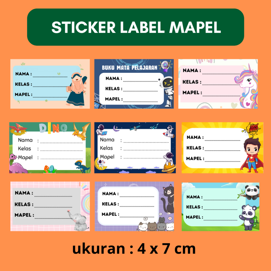 

20 Pcs STICKER LABEL NAMA STICKER LABEL MAPEL STICKER LABEL BUKU STICKER LABEL PELAJARAN