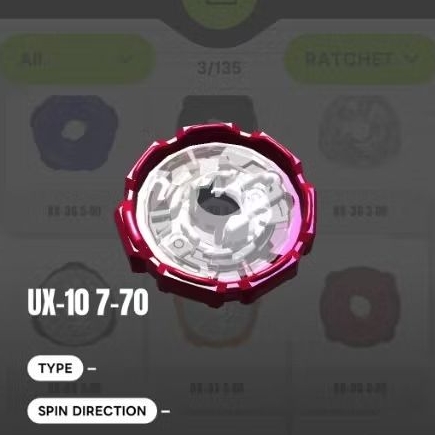 Beyblade X UX-10 Ratchet 7-70 Takara Tomy