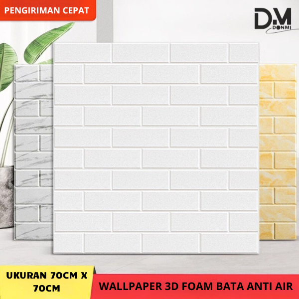 DONMI  Wallpaper Dinding 3D Foam Bata Wallsticker Bata Warna  70x77cm Tebal 3mm | Wallpaper Dinding 