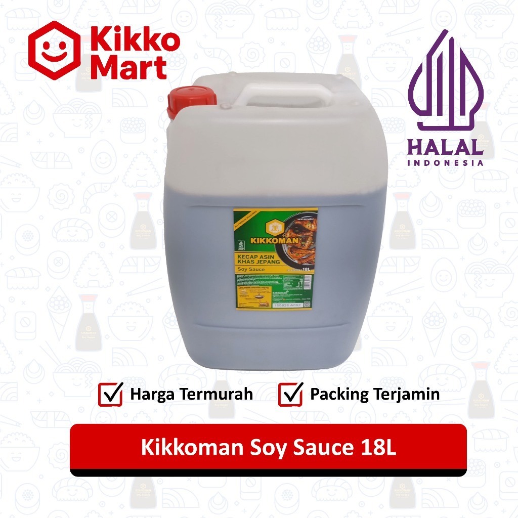 

Kikkoman Soy Sauce Halal 18L – Kecap Asin Jepang Serbaguna untuk Masakan Jepang, Marinasi, Tumisan, dan Saus Celup – Ideal untuk Restoran dan Produksi Makanan
