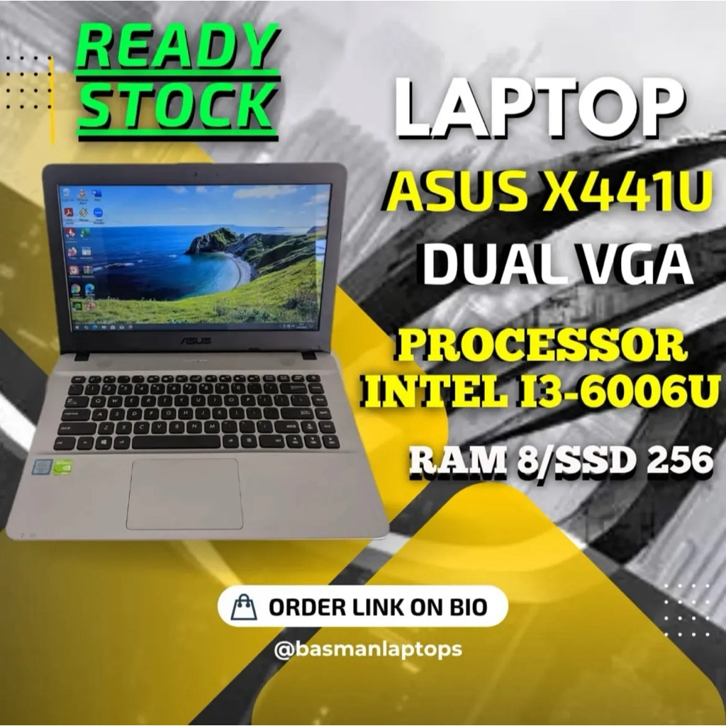 Laptop Asus Vivobook X441U Core  i3 Dual VGA Ram 8  Pakai SSD - Normal Siap Pakai - Laptop Murah - L