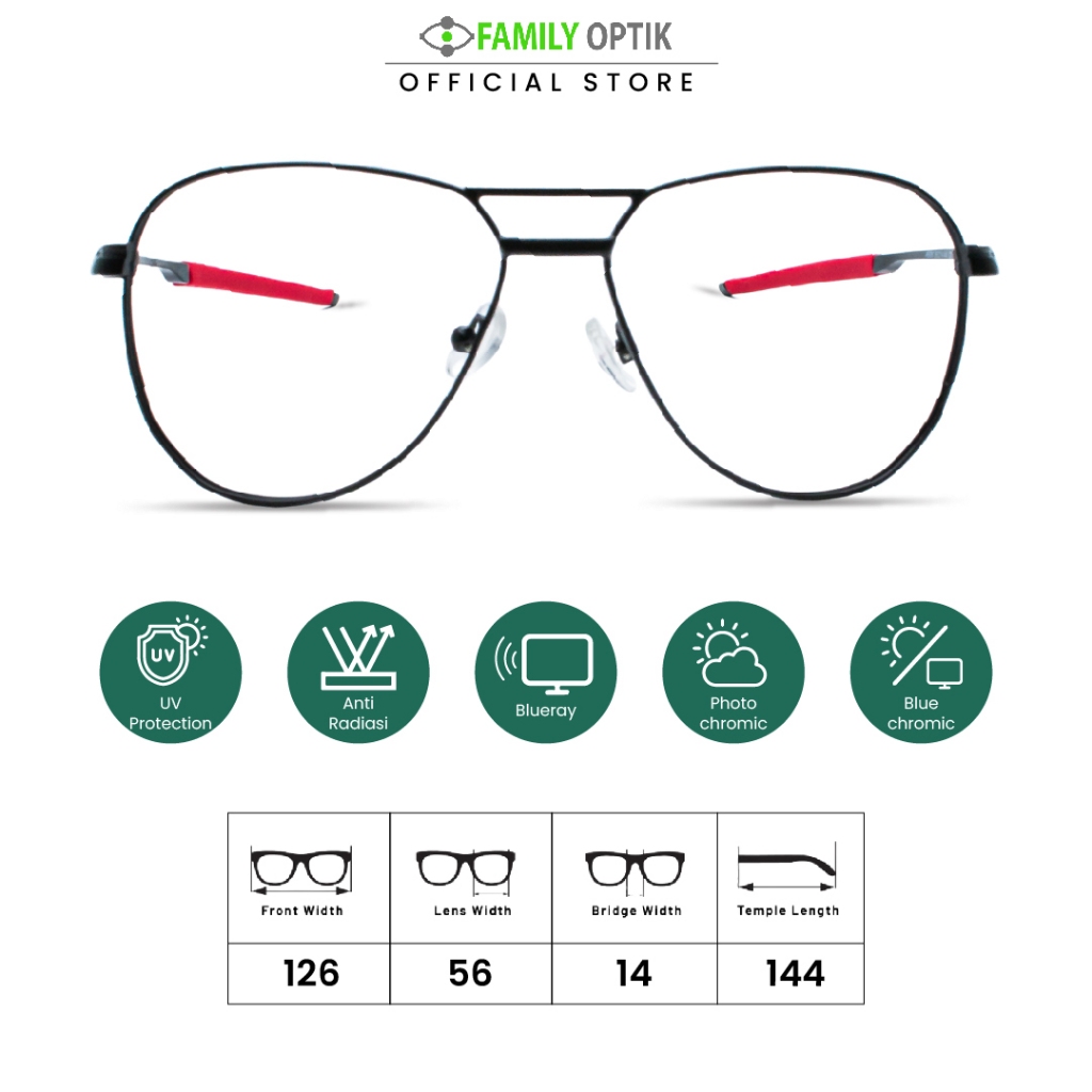 Family Optik - Kacamata Airtech Blueray Photocromic Anti Radiasi 6086