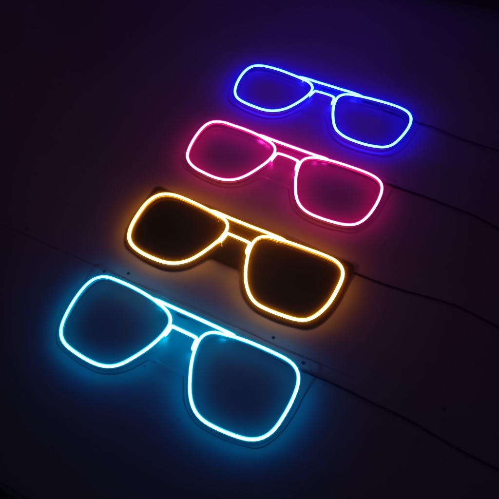 Neon Flex Bentuk Kacamata – Lampu Hias Estetik untuk Toko Optik | Lampu LED 3D Timbul