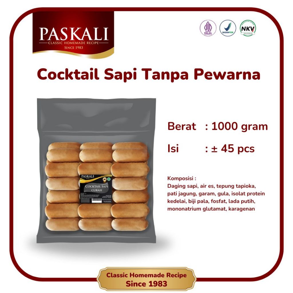 

Paskali Cocktail Sapi Tanpa Pewarna 1000 Gram 45 Pcs