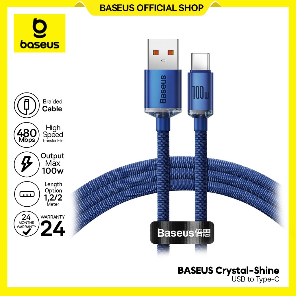 Baseus Cable Data Crystal Shine Series Fast Charging USB to Type-C 100W 1.2m & 2m