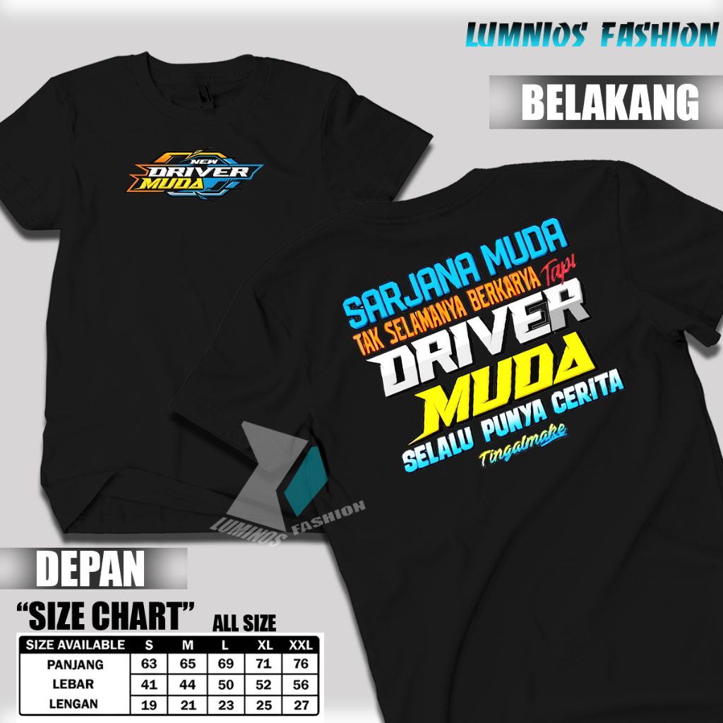 Kaos Driver Muda Indonesia (Driver Muda Punya Cerita) / Kaos Kata Kata / Kaos Keren / Kaos Viral / K