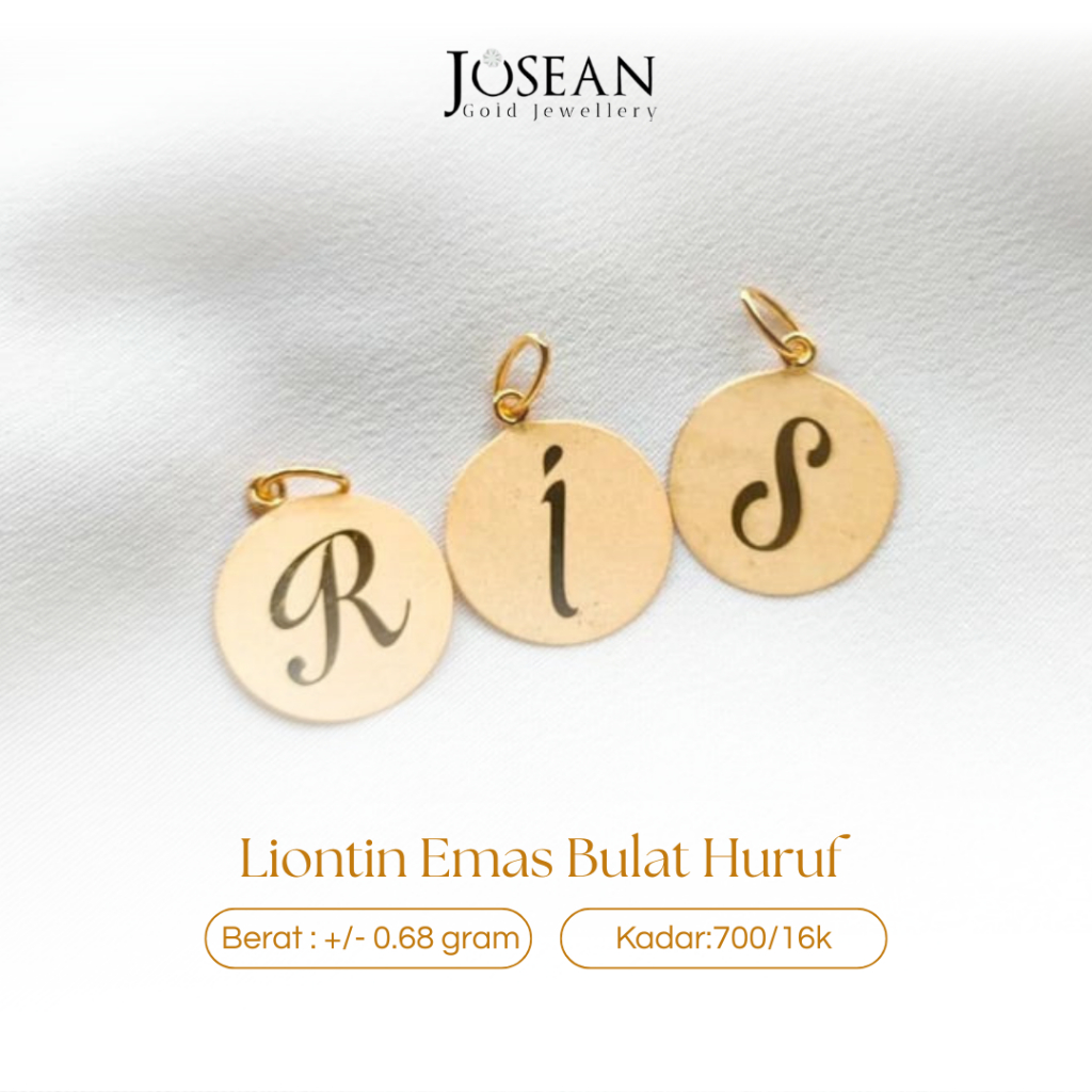 Liontin Kalung Emas Huruf Bulat Inisial Kadar 16K Custom Ukir Nama Perhiasan Wanita