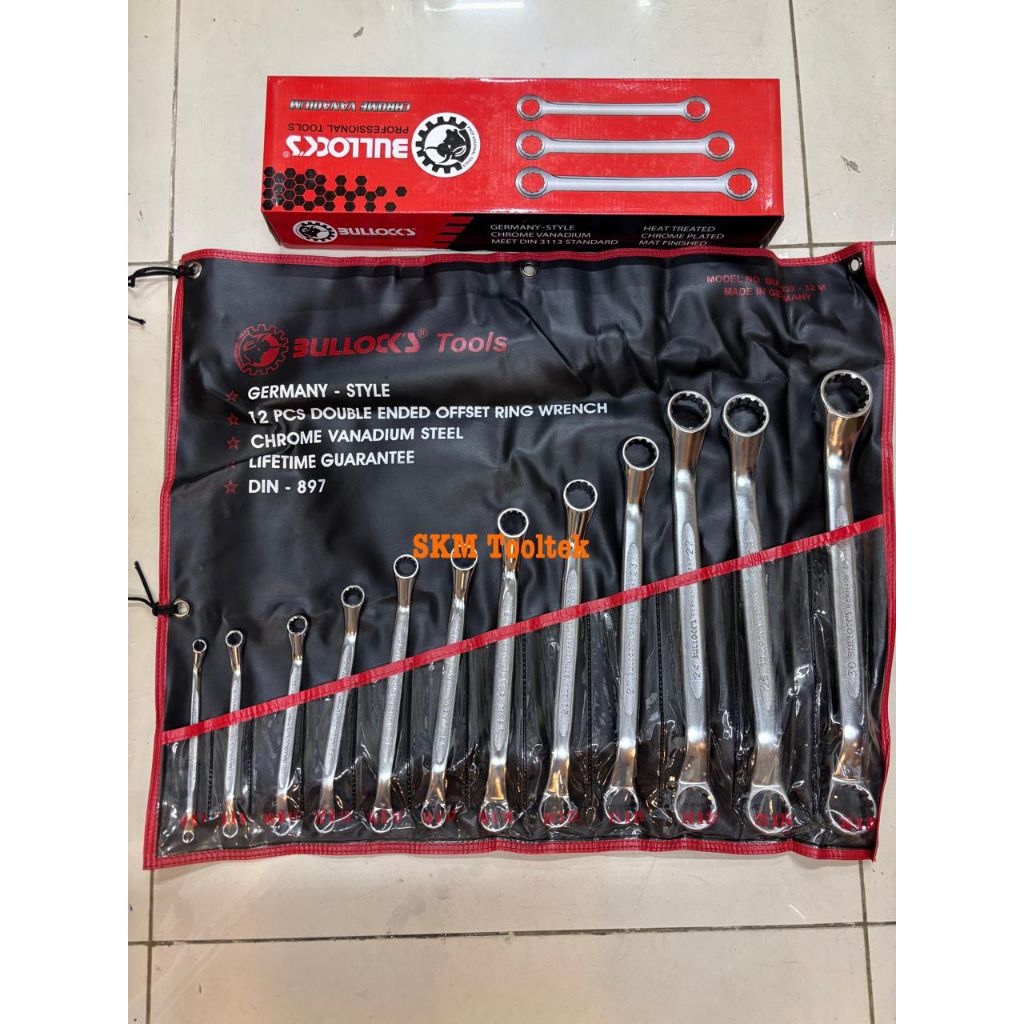 Kunci Ring - Ring Anti Slip Bullock MM 6-32MM (12Pcs) / Bullock Anti Slip Offset Ring Wrench Set 12P