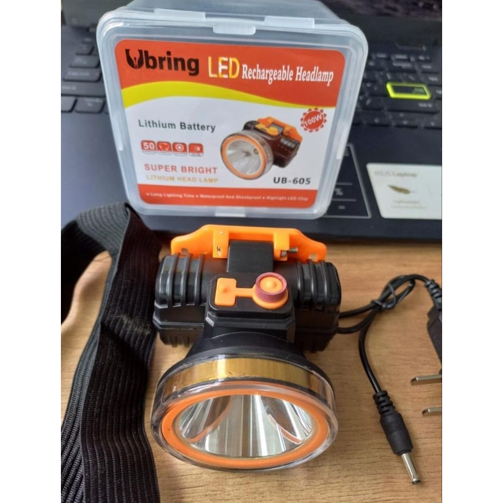 SENTER KEPALA ANTI HUJAN 100WATT LED WATERPROOF RECHARGEABLE