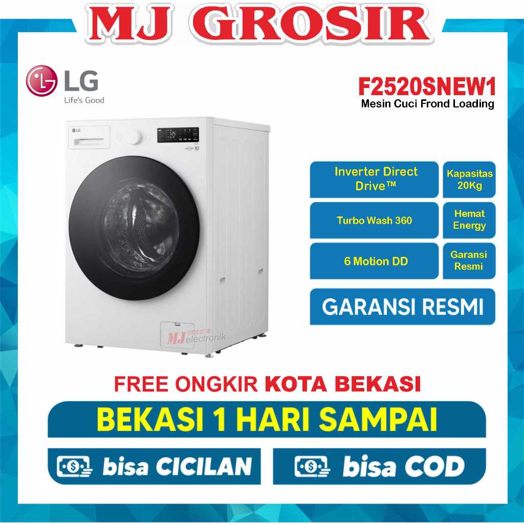LG MESIN CUCI FRONT LOADING F 2520 SNNEW1 20KG 1 TABUNG LG F2520SNEW1