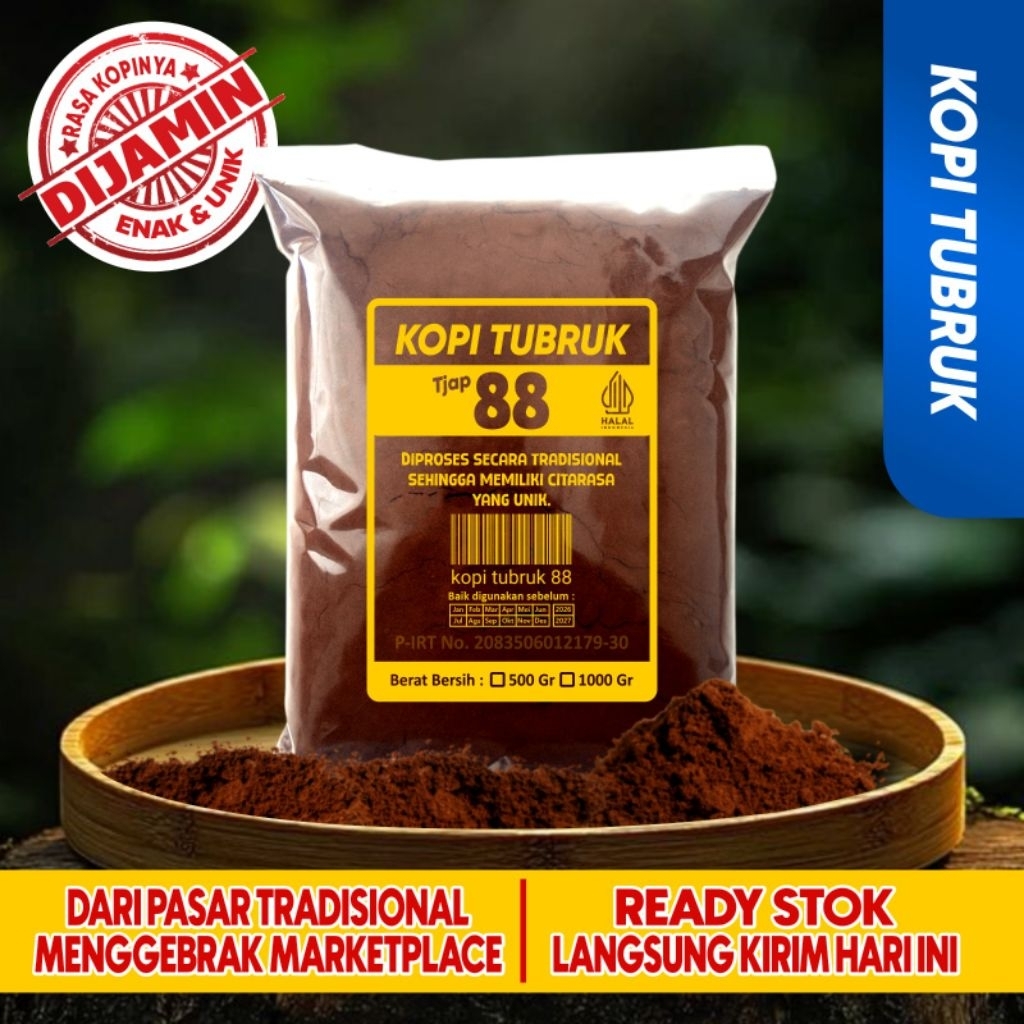 

PROMO!!! Kopi bubuk tubruk dan fresh 1kg terdaftar di P-IRT | Tjap88 | Black coffee | cocok untuk konsumsi pribadi,warung, angkringan,cafe, rumah makan, restoran, toko, oleh-oleh, minuman kesehatan