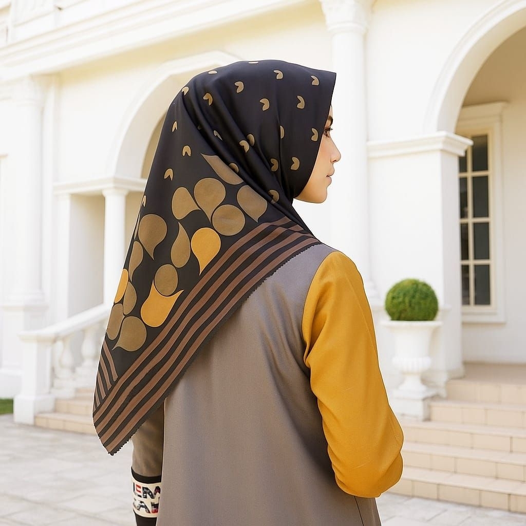 PROMO/ARWA HITAM/ JILBAB VOAL PREMIUM/GROSIR HIJAB /HIJAB SEGI EMPAT /VOAL MOTIF PREMIUM /DEENAY KW