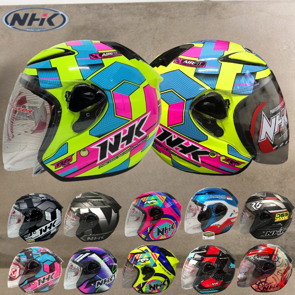 HELM NHK R6 NHK R-6 MOTIF SOLID HELM SINGLE VISOR NHK CUBE
