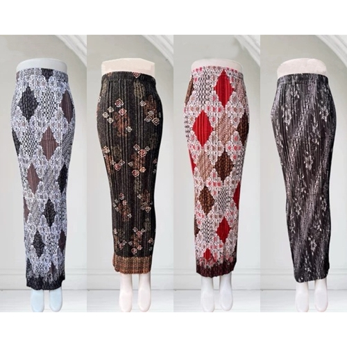 COD Rok Plisket Span Batik Instan Bahan Semi Silk Sutra Premium | rok plisket | Bawahan Wanita Kebay