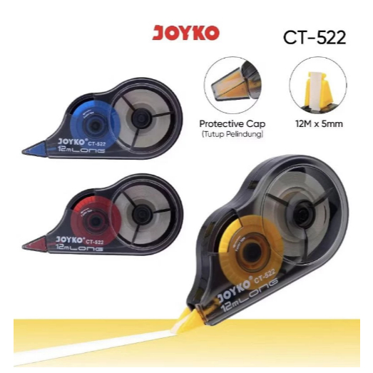 

CORRECTION TAPE CT-522 JOYKO semi jumbo , tip ex kertas, stipo kertas, penghapus kertas