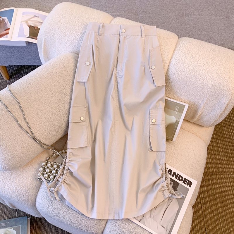 Rok pakaian kerja Amerika Rok A-line dengan belahan serut samping