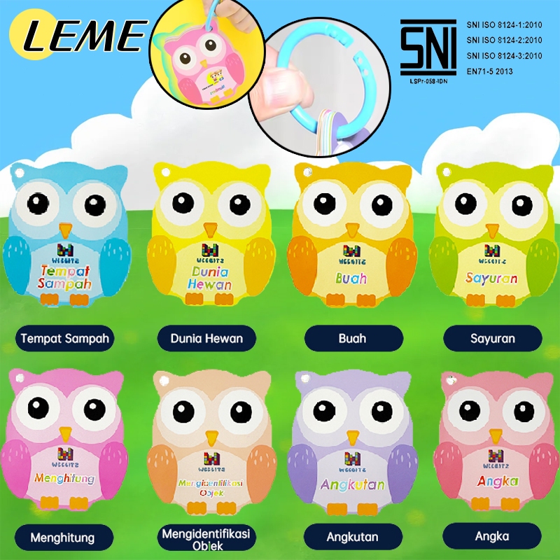 LEME Flash card Edukasi Anak Belajar Alfabet Membaca Abjad Huruf Angka Bentuk Warna / Flash Card