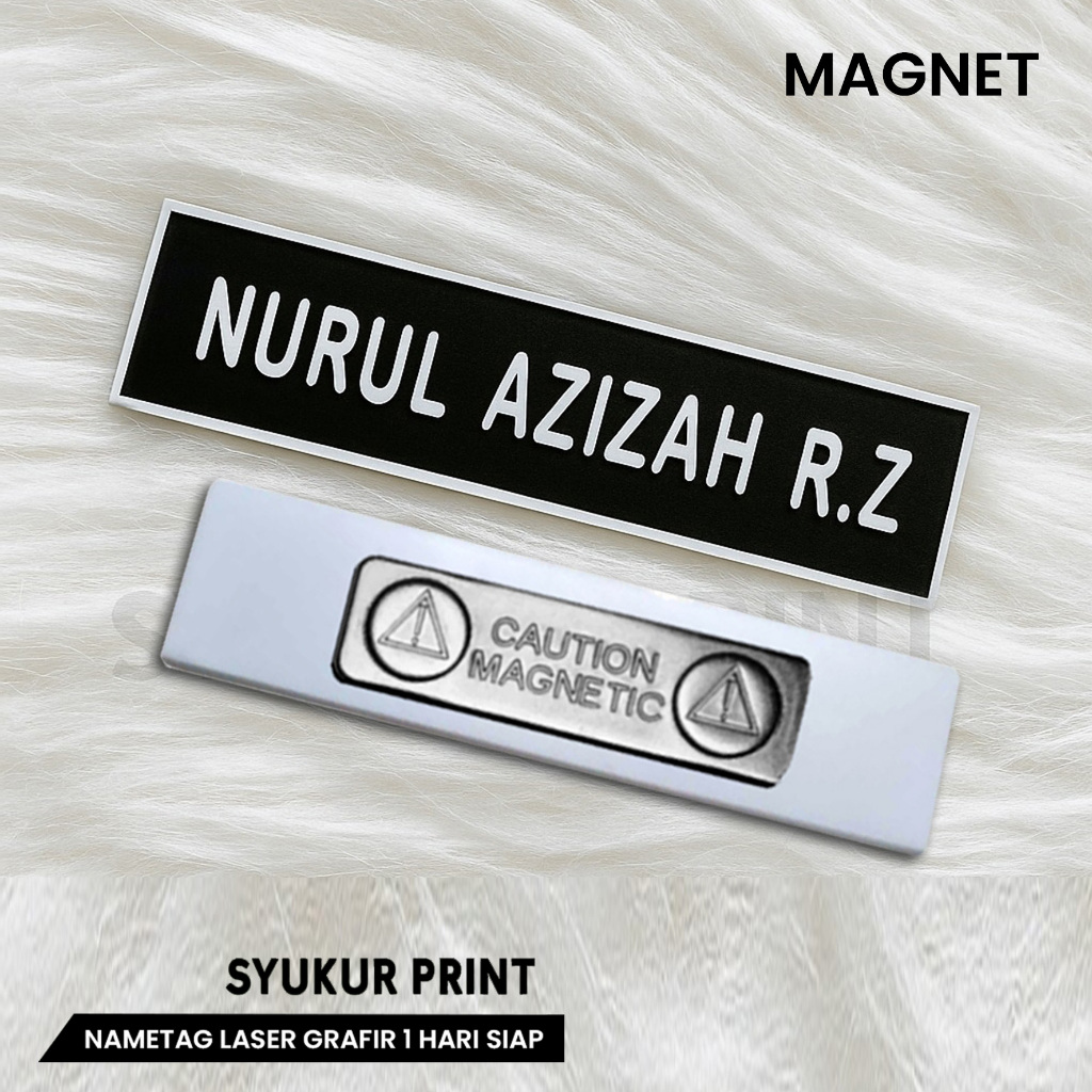 

Name Tag Grafir Berkualitas / Papan Nama Dada Akrilik / Magnet / Peniti ( BISA ORDER SATUAN )