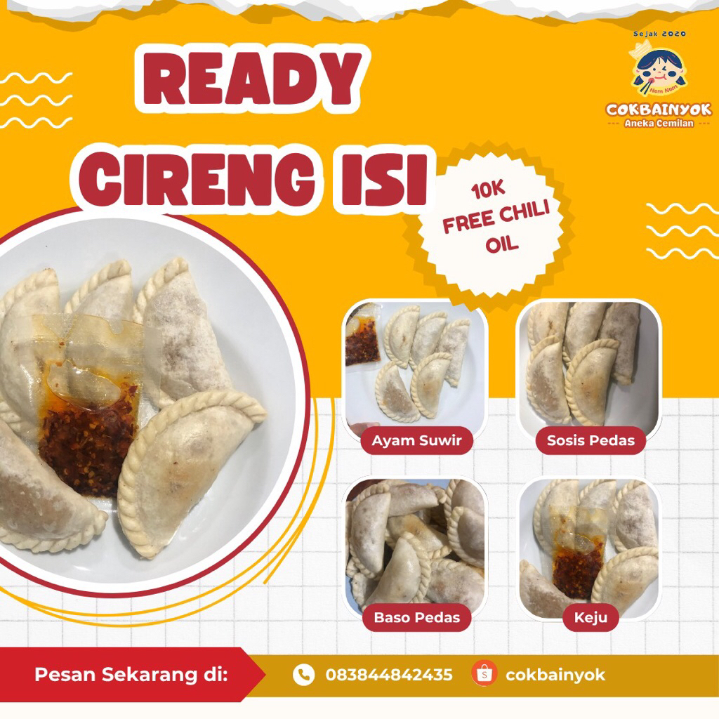 

CIRENG ISI AYAM SUWIR PEDES JUMBO FREE BUMBU CHILI OIL