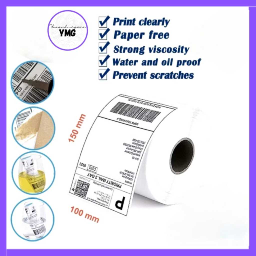 

(YMG)Kertas Print Thermal Label Resi 100 mm X 150 mm Isi 500 Pcs Per Roll