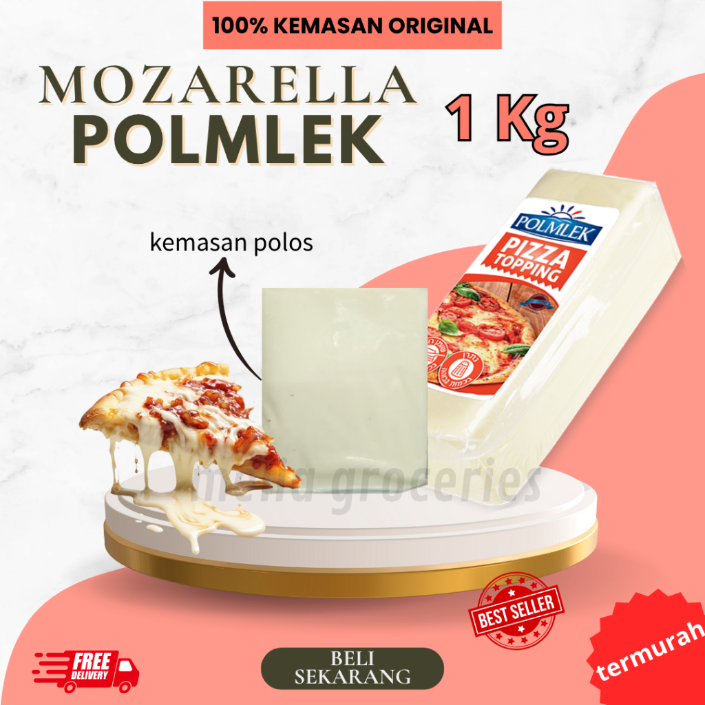 

POLMLEK Keju Mozarella 1 Kg Mozzarella Pizza Topping Block Premium Cheese Mulur Lumer