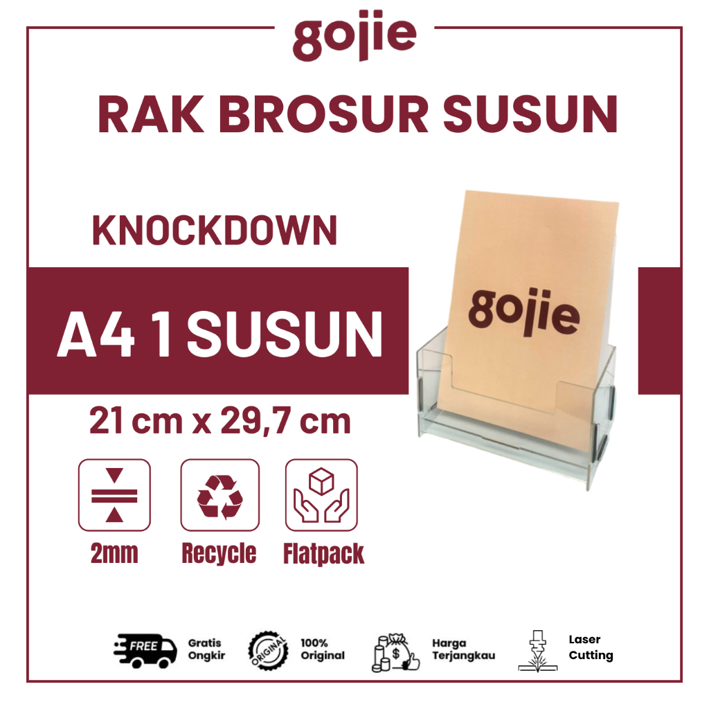 

TEMPAT BROSUR / DISPLAY AKRILIK A4 1 SUSUN KNOCKDOWN