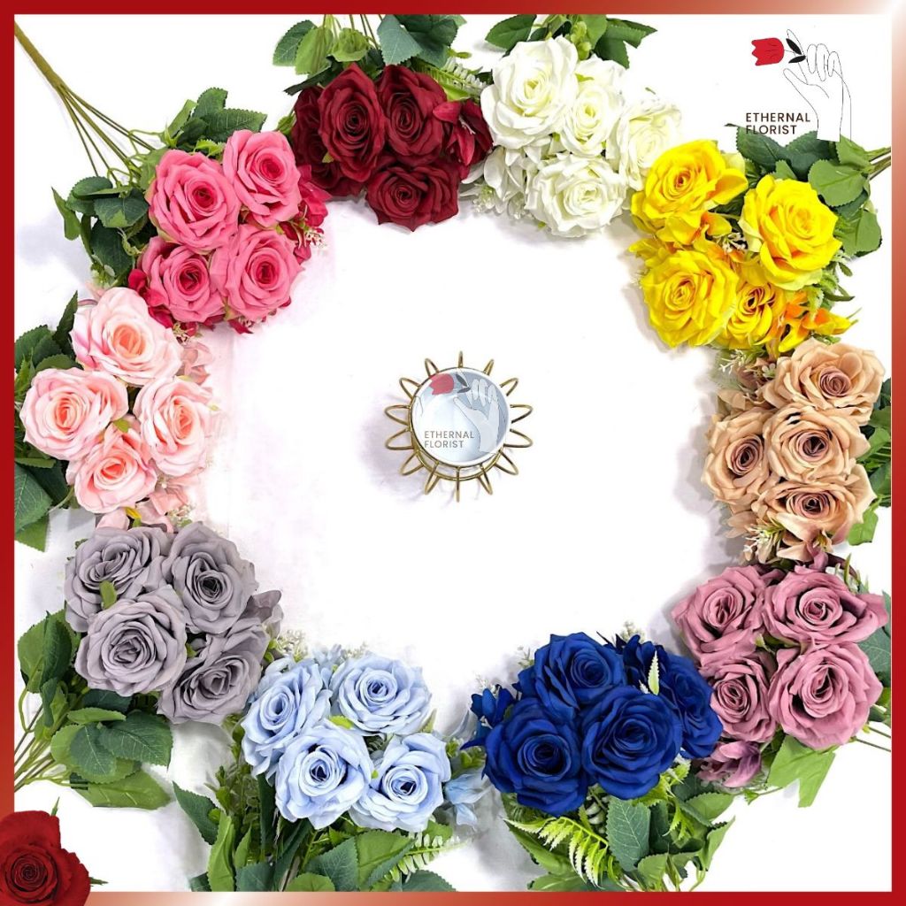 Bunga Mawar Hitam / Bunga Plastik Tanaman hias Artificial mawar hitam / bunga dekorasi / bunga buket