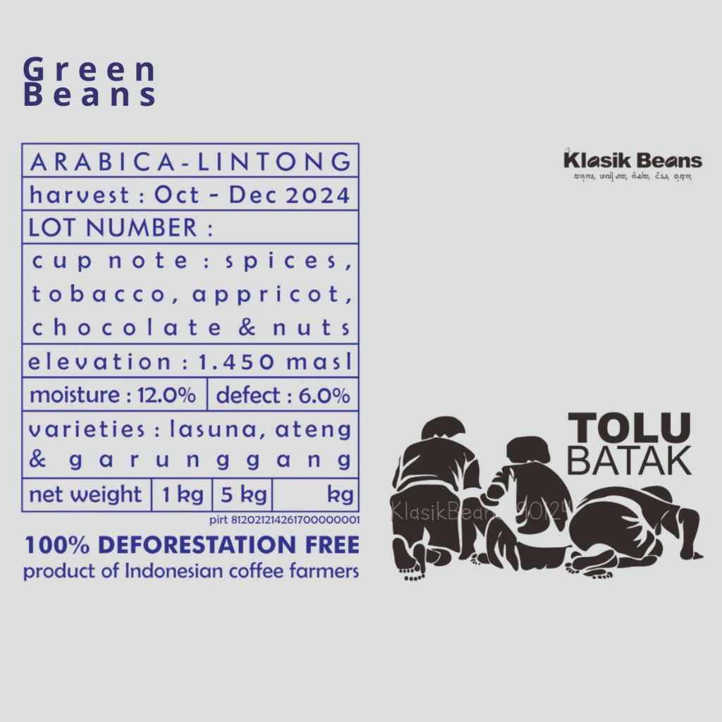 

Greenbeans Arabica Lintong | Tolu Batak | Wetthuled