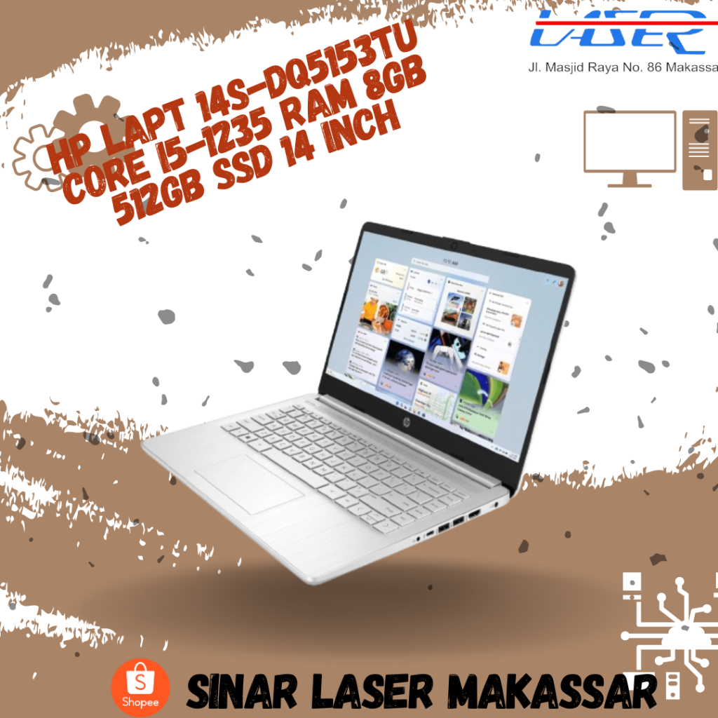 HP LAPTOP 14S DQ5153TU CORE I5 1235 RAM 8GB 512GB SSD 14 INCH GARANSI RESMI