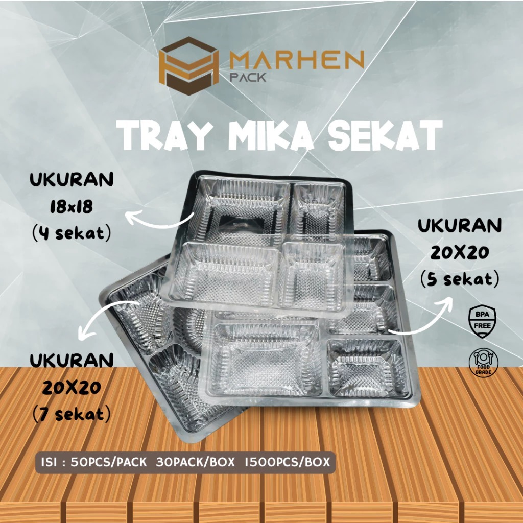 INSTANT PER DUS Mika Nasi Kotak Dus / Mika Tray Sekat 4 5 7 / Mika Sekat Nasi Kotak Uk 18 & 20