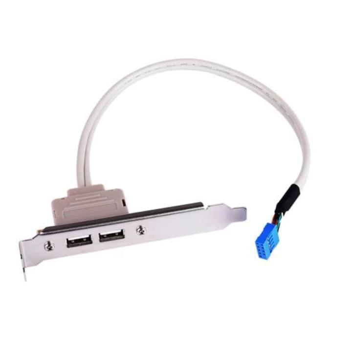 Kabel Splitter USB 2.0 9Pin To 2 Port PC Cabang PCI Hub 9 Pin PCI Bracket 2Port USB2 Back Panel Rear