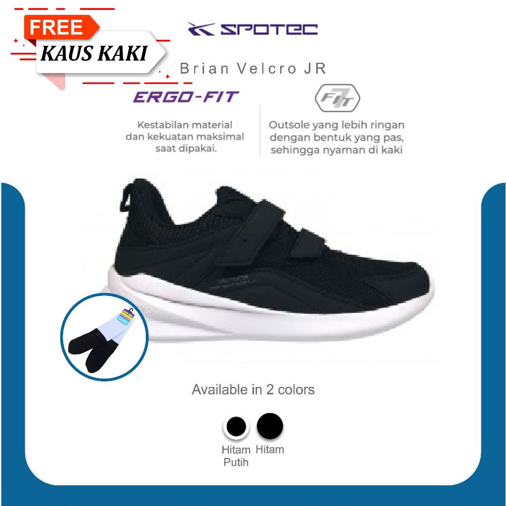 SPOTEC Sepatu STUDENT Artikel BRIAN JR Hitam/Putih