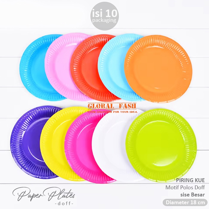 Piring Kue Polos doff besar  / Paper Plate warna warni polos / piring kue kertas pesta ulang tahun p