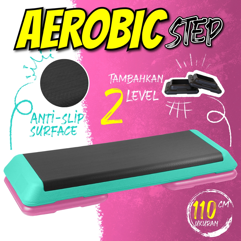 Papan Senam Aerobic Step Adjustable Tinggi Alat Fitness Gym Latihan Kardio