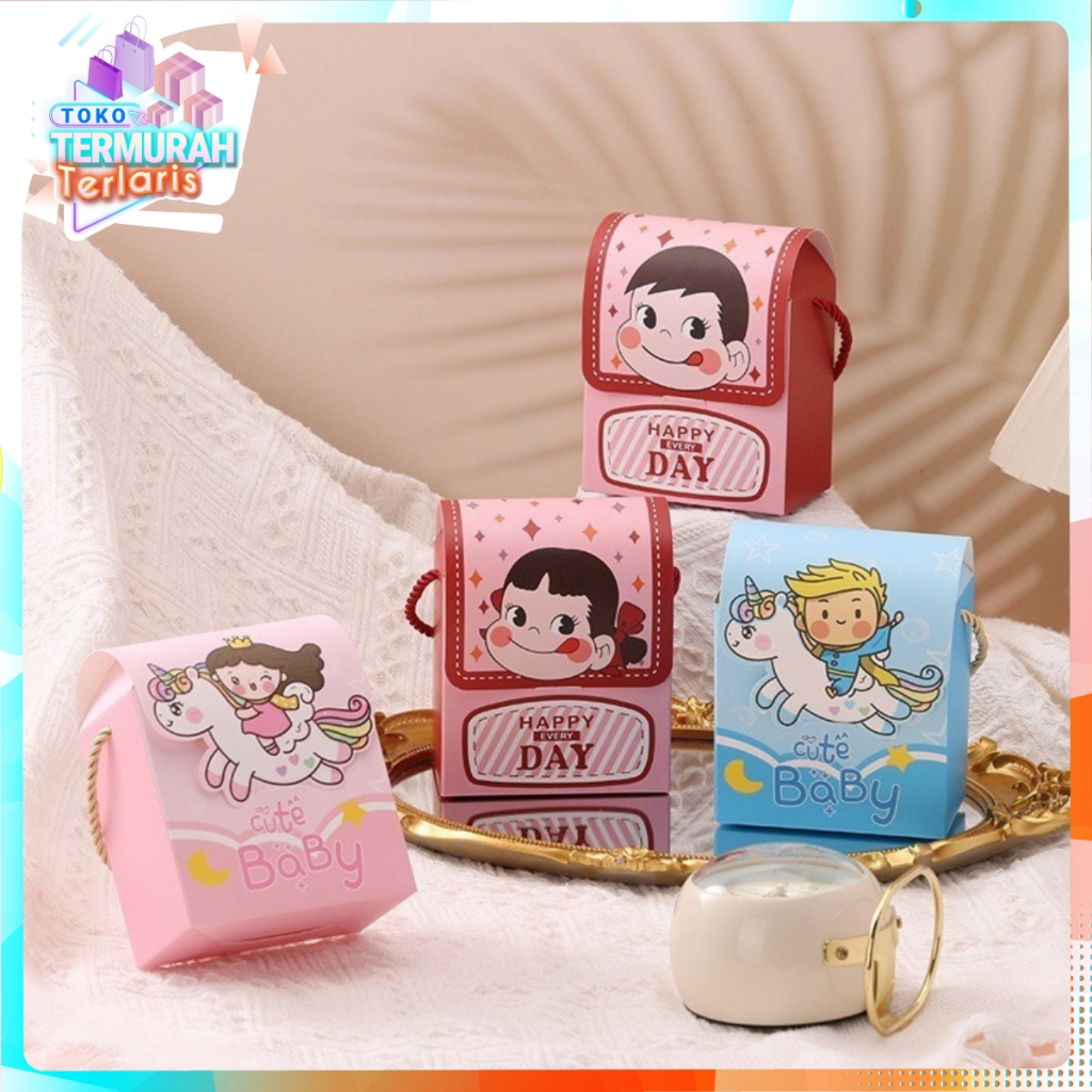 

TTT Goodie Bag Ulang Tahun Anak Motif Kartun Tas Bingkisan Hadiah Hampers Ulang Tahun Anak Kotak Souvenir Kantong Tentengan Bingkisan Paper Bag Kertas TTT
