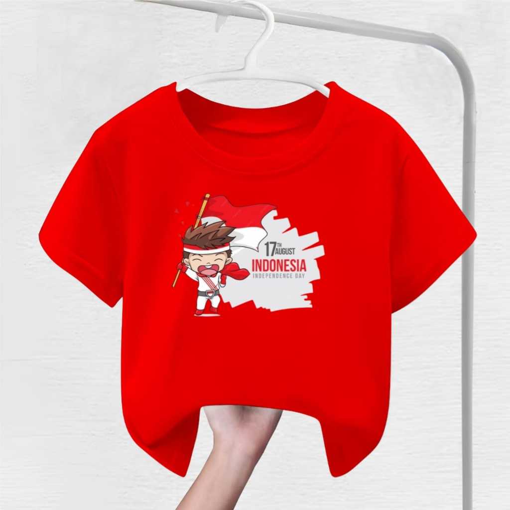 Kaos 17 Agustus Anak / Pakaian Anak 17 Agustus / Kaos 17 Agustus Pegang Bendera