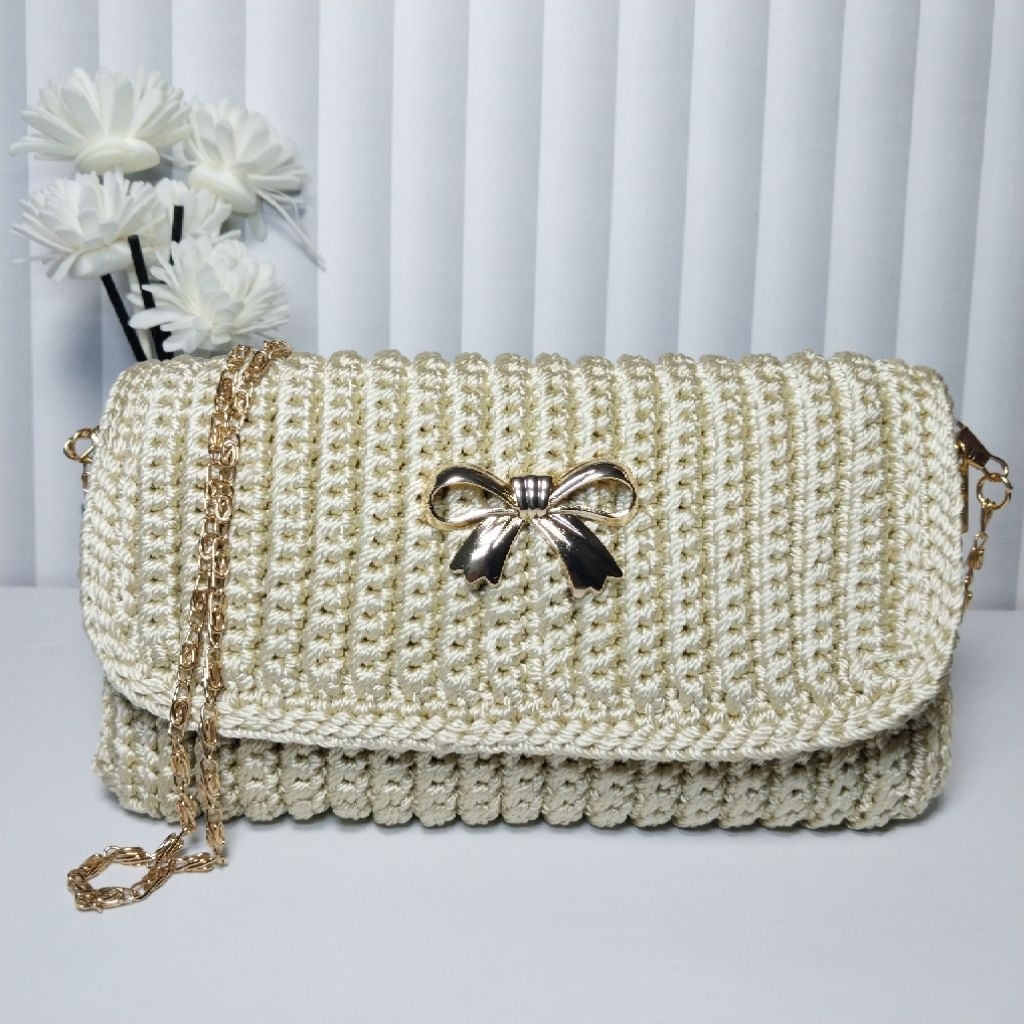 Crochet Bag Simple and Elegant | Tas Simple Rajut Wanita Handmade | Tas selempang pesta