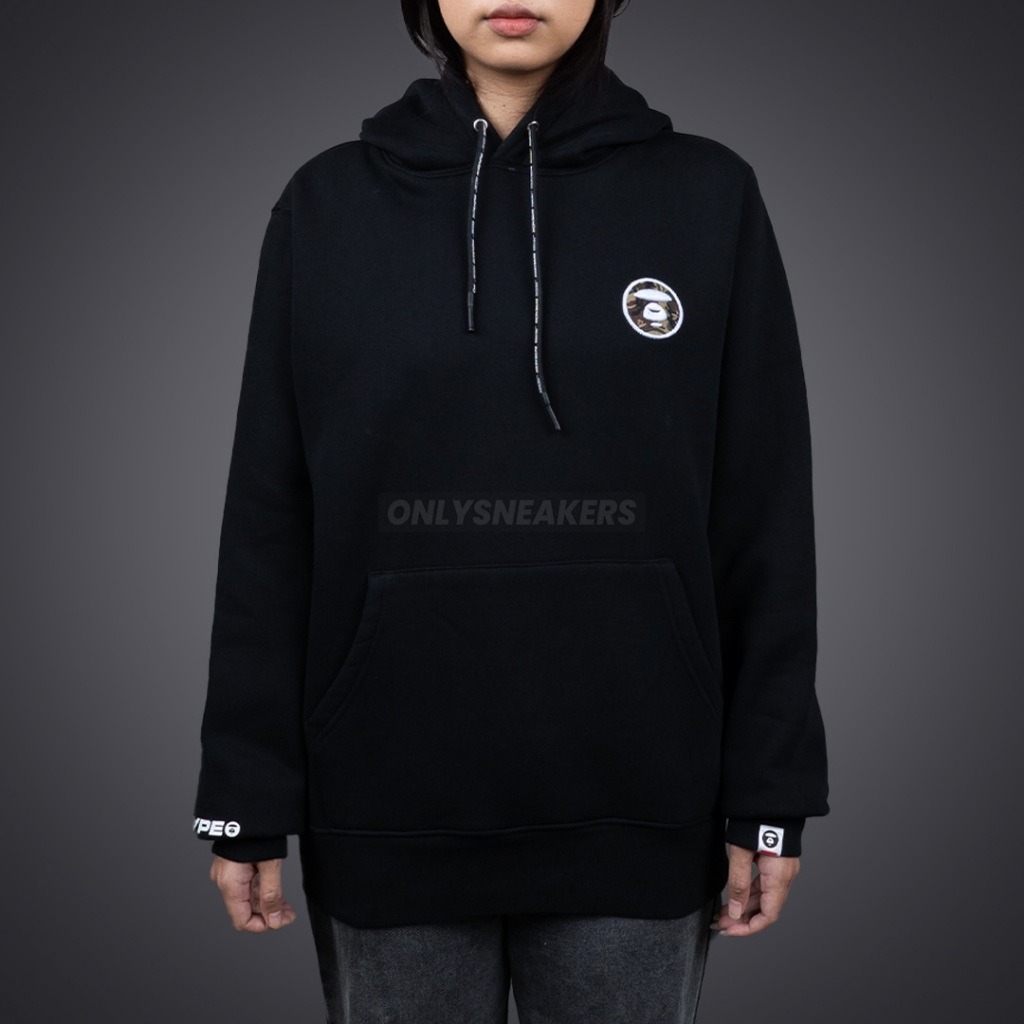 AAPE CAMO LOGO PATCH BLACK HOODIE
