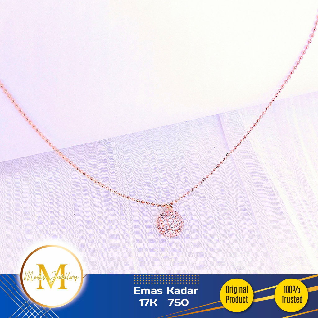 MODIS JEWELLERY - Kalung Set Liontin Bola Disco Rosegold - Emas 17k  750