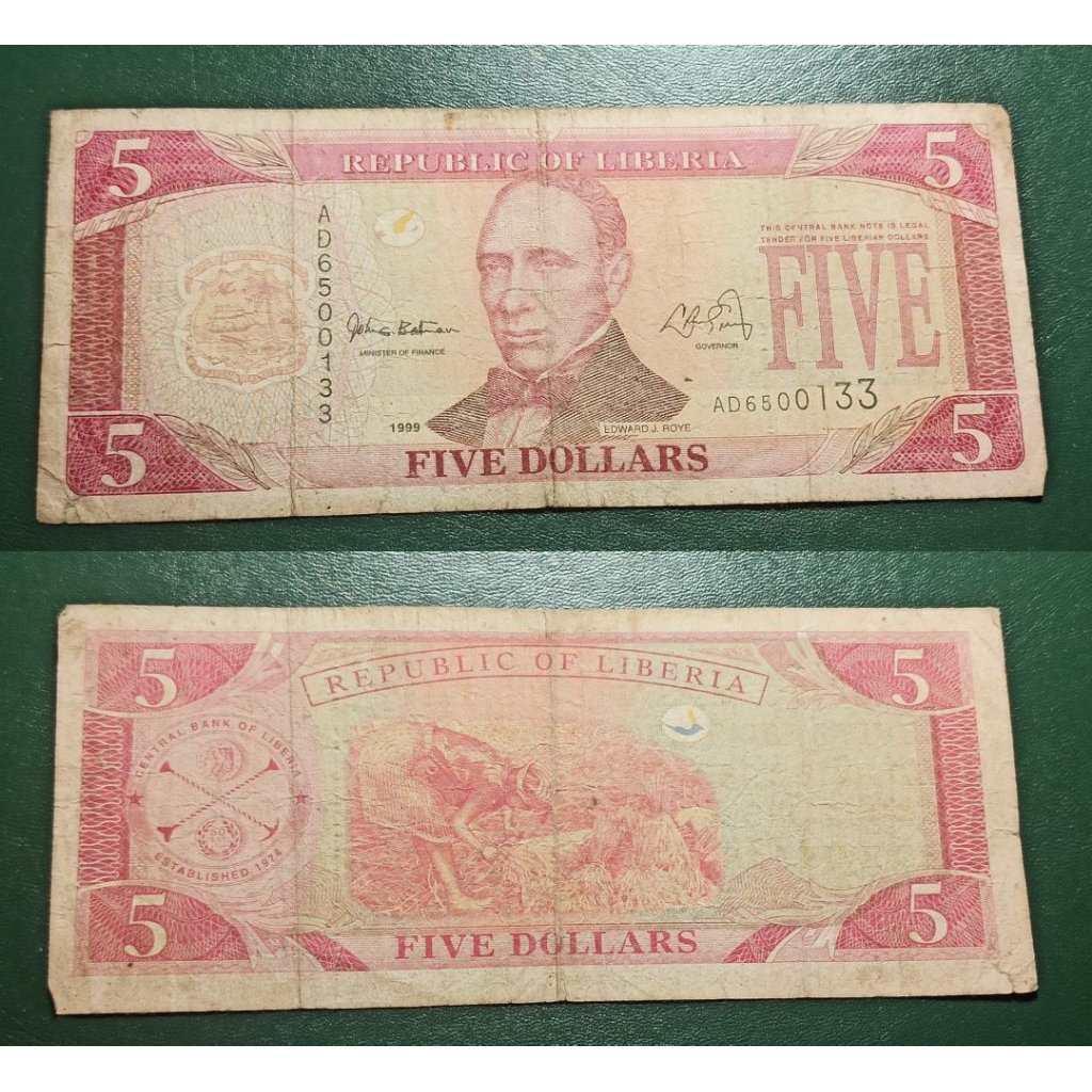 uang asing liberia 5 dollars p867