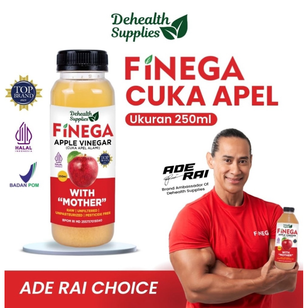 

Dehealth Supplies Finega Cuka Apel 250 ml Botol Pastik - Apple Cider Vinegar